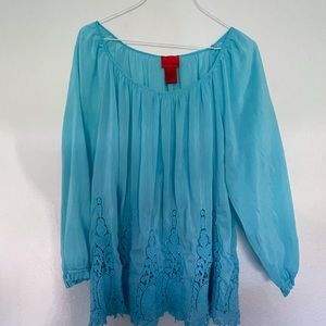 “V Cristina”Blouse size L Sky blue, good condition